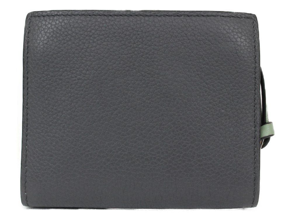 Loewe Gray Zip Green Compact Wallet